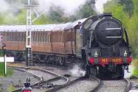 S15 no 825 runs into Levisham station from Grosmont on 2 October 2009 hauling the LNER teak coach set.<br><br>[Colin Miller 02/10/2009]