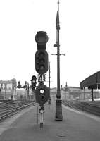 Signal detail on platform 4 at St Enoch, photographed approaching its retirement on Sunday 26 June 1966.  <br><br>[Colin Miller 26/06/1966]
