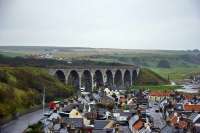 The main eight arch viaduct on the approach to Cullen from Portknockie. Picture taken from the next viaduct in line.<br><br>[John Gray 22/10/2009]