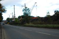 At Stepends the A89 has been temporarily diverted over the trackbed of the Airdrie-Bathgate route to allow a bridge over the road to be replaced.<br><br>[Ewan Crawford 26/09/2009]