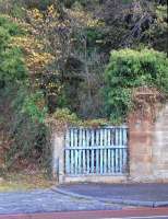 The foot of the stairway that led to the Leith-bound platform of Murrayfield station on Roseburn Terrace, Edinburgh, photographed on 10 October 2009. Note the fading ScR blue paint.<br><br>[David Panton 10/10/2009]