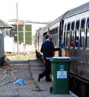 The Royal Scotsman being serviced at Keith on 30 September. The carriages were serviced during the day while the passengers were away visiting Speyside. <br><br>[Ewan Crawford 30/09/2009]