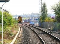 On the inside looking out! A 158 service from Edinburgh turns into the platform line at Bathgate on 11 September 2009 as work continues apace in the background on the Airdrie - Bathgate link (which will eventually lead to the demise of the present single line terminus).<br><br>[John Furnevel 11/09/2009]