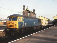 56043 on a stone train at Salisbury on 18 January 1983, prior to (and the main reason for) the class 59 era.<br><br>[Peter Todd 18/01/1983]