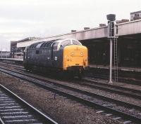 Deltic 55003 <I>Meld</I> at Doncaster on 29 December 1979.<br><br>[Peter Todd 29/12/1979]