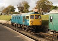 33111, carrying the name <I>Hotdog</I>, stands at Swanage on 4 November 2009.<br><br>[Peter Todd 04/11/2009]