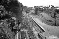 Winchester Chesil station was on the other side of the city from the LSWR station. This view looking south in 1961. <br><br>[John Thorn //1961]