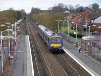 Arrival at Stepps - 170 458 pulls in for Falkirk Grahamston on 28 October 2009<br><br>[David Panton 28/10/2009]