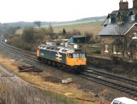 47648 idles alongside the remains of Crigglestone West station in the late 1980s on the occasion of its involvement in an evacuation training exercise for the emergency services set in the nearby mile long Woolley Tunnel.<br><br>[David Pesterfield //]