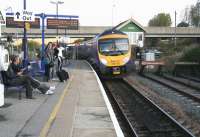 The 0947 Scarborough - Liverpool Lime Street First TransPennine service pulls into its first stop at Seamer on 16 October 2009.<br><br>[John Furnevel 16/10/2009]