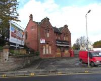 I don't visit here very often, but when I do the fine 1899 station <br>
building seems to alternate between disuse and use in a new guise. It's back to disuse here on 28 October 2009. The sign boasting a <I>frequent</I> service to Motherwell surely dates from pre-Larkhall branch reopening days when Coatbridge Central was a terminus for electrics as well as the (continuing) hourly Cumbernauld to Motherwell service. <br>
<br><br>[David Panton 28/10/2009]