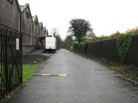 Caledonian and Dumbartonshire Junction Railway Line. Route now through bonded warehouses, Dumbarton, lookng east.<br><br>[Alistair MacKenzie 10/11/2009]