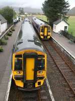 The 1203 ex-Kyle of Lochalsh meets the 1101 ex-Inverness at Strathcarron on 28 September 2009.<br>
<br><br>[John Furnevel 28/09/2009]