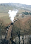 A pannier tank pulls a stone train south from Tintern heading towards  Chepstow in 1963. The bridge was demolished soon after closure but a foot/cycle  bridge is planned in its place as part of a Sustrans Connect2 scheme.<br><br>[John Thorn /04/1963]