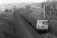 An Airdrie via Yoker service heads east in the hands of unit 056 after calling at Cardross in 1974.<br><br>[John McIntyre /03/1974]