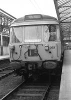 Blue Train unit 063 stands at Helensburgh Central on 23 March 1974 awaiting departure with the next service to Airdrie Via Singer.<br><br>[John McIntyre 23/03/1974]