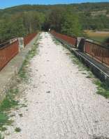 Track over old railway bridge at Camon on the former Mirepoix - Lavalenet branch line.<br><br>[Alistair MacKenzie 05/10/2009]