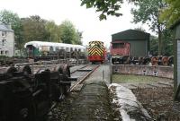 View south across the turntable at Pickering on 12 October as the driver of depot pilot D2207 takes a break. <br><br>[John Furnevel 12/10/2009]