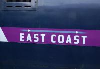New <I>East Coast</I> branding on power car 91108, photographed on 23 November 2009.<br><br>[Bill Roberton 23/11/2009]