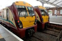 334 009 and 334 003 side by side at Ayr on 29 November 2009.<br><br>[John Steven 29/11/2009]