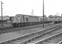 A pair of Class 40s (40135 nearest the camera), a Class 47 and Class 26 outside Ferryhill MPD in 1974.<br><br>[John McIntyre //1974]