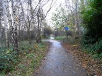 The site of Warriston Junction on a very wet 25 November, looking south [see image 23914].  Ahead is Scotland Street goods, and, originally, Canal Street station on the site of the present day Waverley. Trailing in from the left is the original line from North Leith. These lines spent most of their lives as goods only, being <br>
replaced by the less direct but easier route via Abbeyhill. <br>
<br><br>[David Panton 25/11/2009]