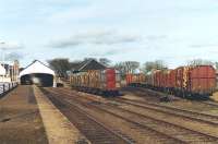 Loaded timber awaiting collection at Thurso in March 1999.<br><br>[David Pesterfield 17/03/1999]