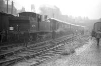 C16 no 67492 with the SLS Lothian lines railtour of 6 September 1958 seen here during the visit to North Leith terminus.<br><br>[Robin Barbour Collection (Courtesy Bruce McCartney) 06/09/1958]