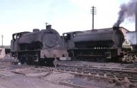 The Austerities were tough but with damage like that it is a wonder the saddle tank still held water. However, this Giesl fitted loco is in steam at Haig Colliery, Whitehaven and ready for more action. Could this workhorse be the now preserved and operational <I>Repulse</I>, which was finally withdrawn in 1975 and almost scrapped before being moved to Haverthwaite for a long and challenging restoration? It is seen alongside its less battered sister <I>Revenge</I>. <br><br>[David Hindle //1968]