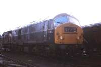 Class 29 no 6116 is a forlorn sight at Springfield Yard, Falkirk in late 1971. Edinburgh University Railway Society had requested one of the doomed class for a brake-van trip that day, but were just too late for a final fling.<br><br>[David Spaven //1971]