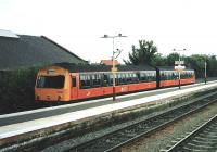 The service on this former G&SW line was so poor post-Beeching it's surprising that the bay platform at Barrhead was allowed to <br>
survive. Lucky it did, as there's now (as of December 2009) a <br>
half-hourly service on the through lines as well as on the local service using the bay. 101 695 stands at Platform 3, ready to return to Glasgow on 17 July 1998. <br>
<br><br>[David Panton 17/07/1998]