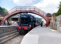 Black 5 no 45428 southbound at Goathland in July 1986 with <I>The Moorlander</I>.<br><br>[Colin Miller /07/1986]