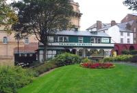 The Upper Station of the Central Tramway at Scarborough, photographed in October 2009 with a car ready to descend on the left. Part of the Grand Hotel stands in the left background. For the lower station [see image 28756]<br><br>[Colin Miller 03/10/2009]