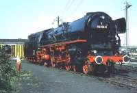 Former DB Pacific 012 104-6 with a DB Class 80 0-6-0 in the background, photographed at Carnforth in 1976.<br>
<br><br>[Colin Miller //1976]