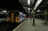 Standing at one of the south end bay platforms (3C) at Preston on 26 November 2009 is 153378 waiting for the final run of the day to Ormskirk.<br><br>[John McIntyre 26/11/2009]