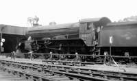 Class B17 4-6-0 no 61627 <I>Aske Hall</I> held at signals south of Doncaster Station, near St James Bridge around 1959, the locomotive's final year of operational service.<br><br>[David Pesterfield //1959]