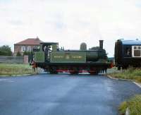 Ex-NER Class J72 0-6-0T <I>Joem</I> in action on the Derwent Vally Railway at Dunnington in August 1979.<br>
<br><br>[Peter Todd /08/1979]