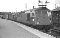 A pair of BRCW Type 2s, 5327 and 5343, at the head of a southbound service waiting to depart from Inverness late in the afternoon of 9 June 1973.<br><br>[John McIntyre 09/06/1973]