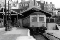 A Swindon Class 120 DMU waits in Platform 2 at Weymouth station in 1977 with a service to Bristol Temple Meads via Castle Cary.<br><br>[John McIntyre //1977]