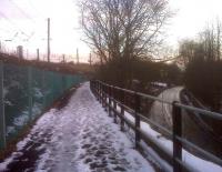 The former Dunstable-Hatfield branch of the GNR was squeezed tightly between the Midland Main Line and the A6129 just South of the A505 alongside Luton Airport. This is an interesting section, clearly on the original single track formation. View looks South-East.<br><br>[Ken Strachan 26/12/2009]