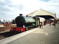 No 19 about to leave Boness on 15 April 1995 with a train to Birkhill. The train was being operated in connection with an outing organised by the Edinburgh Science Festival.<br><br>[David Panton 15/04/1995]