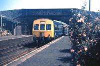 A DMU from North Berwick pauses at Drem in the summer of 1971.<br>
<br><br>[David Spaven //1971]
