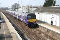 322485 has a definite 'just out of the shower' look as it runs into Prestonpans station on 21 March 2009 on an afternoon Waverley - North Berwick working.<br><br>[John Furnevel 21/03/2009]