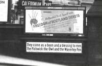 The advertising sign familiar to generations of travellers on the approach to St Enoch station - many must have wondered what it meant, while others probably couldn't give a....  anyway, an explanation follows [see image 27107]<br><br>[Colin Miller //1966]
