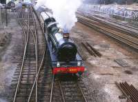 Ex-GWR 4-6-0 no 4930 <I>Hagley Hall</I>, built at Swindon in 1929. The locomotive is seen here in action on 23 March 1986 running shuttle specials on the Ludgershall MOD branch.<br><br>[Peter Todd 23/03/1986]