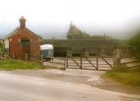 The former coal yard and drops at the south end of Hinderwell Village on the Whitby to Loftus line. Photographed in September 1990, with an autumn mist hanging over the North Yorkshire Moors.<br><br>[David Pesterfield 01/09/1990]