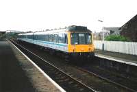 Just in case it ever comes up in a pub quiz - Cowdenbeath is the only<br>
Scottish town to be mentioned in <I>Fawlty Towers</I>. Back to reality and in June 1997 the driver of 117 313 pops his head out of the window at Cowdenbeath before proceeding with an Outer Circle Service. The destination blind says 'Cardenden', the nearest it could manage. <br>
<br><br>[David Panton /06/1997]