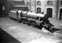 Portrait of Stanier Black 5 4-6-0 no 44666 - photographed at Durranhill shed, Carlisle, on 4 July 1959. [See image 13849]<br><br>[Robin Barbour Collection (Courtesy Bruce McCartney) 04/07/1959]