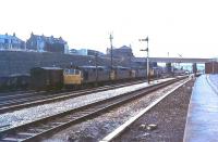 Line up of 1970s NW motive power in the holding sidings at Rose Grove. Left to right are 5271, 5276, 325 and 5286 in this view from the island platform towards Accrington. The freight traffic that had kept the steam shed busy until 1968 was not to last much longer and these sidings, the 650 wagon capacity Up Yard, were then lifted. Note also the new concrete troughs in preparation for the 1972 resignalling.<br><br>[Mark Bartlett //1970]