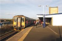 A Northern 155 service to Selby calls at Rochdale on 1 October 2009. The DMU is one of a reducing number of examples this class, with many others having been split into single car units and reclassified as Class 153.<br><br>[John McIntyre 01/10/2009]